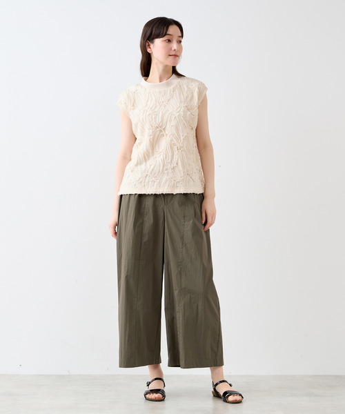 tシャツ 「LOURMARIN」テープチュール刺繍ノースリーブ レディース