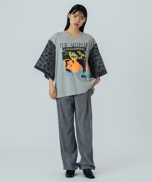 「OKIRAKU」 半袖カットソー ONE SIZE ホワイト レディース_画像3