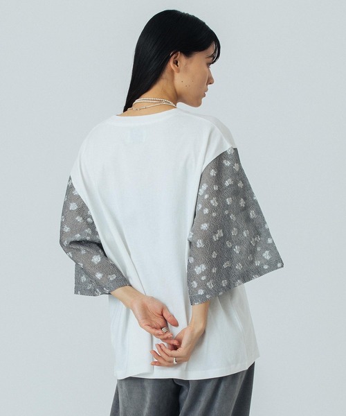 「OKIRAKU」 半袖カットソー ONE SIZE ホワイト レディース_画像6