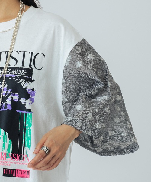 「OKIRAKU」 半袖カットソー ONE SIZE ホワイト レディース_画像9