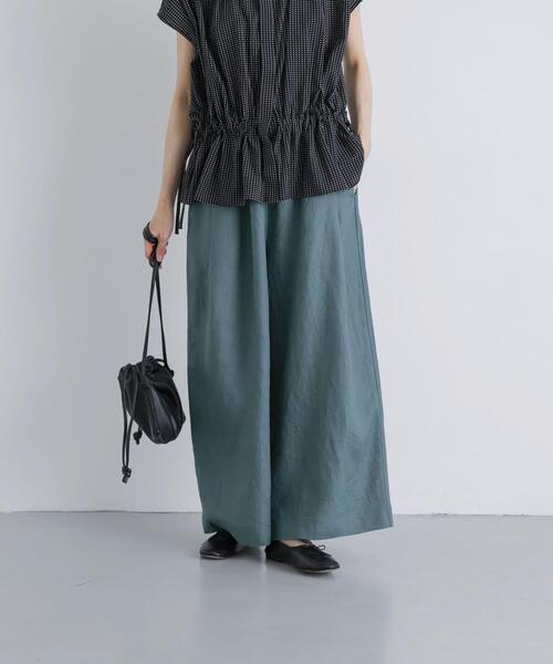 かぐれ ワイドパンツ パンツ カラーリネンクロップドパンツ レディース