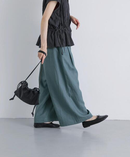 かぐれ ワイドパンツ パンツ カラーリネンクロップドパンツ レディース