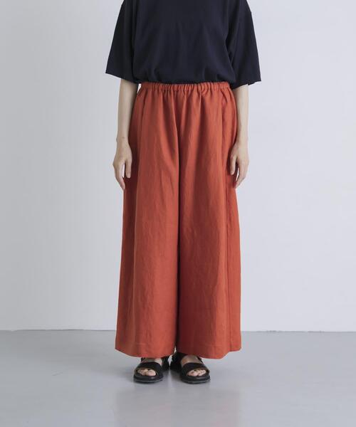 かぐれ ワイドパンツ パンツ カラーリネンクロップドパンツ レディース