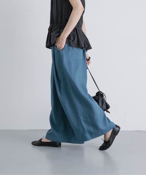 かぐれ ワイドパンツ パンツ カラーリネンクロップドパンツ レディース