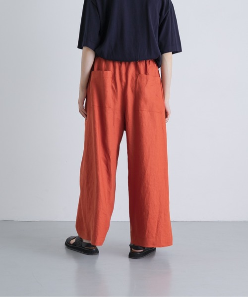 かぐれ ワイドパンツ パンツ カラーリネンクロップドパンツ レディース