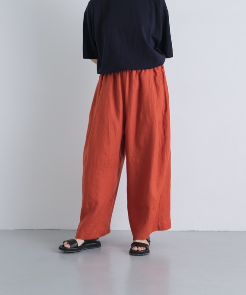 かぐれ ワイドパンツ パンツ カラーリネンクロップドパンツ レディース