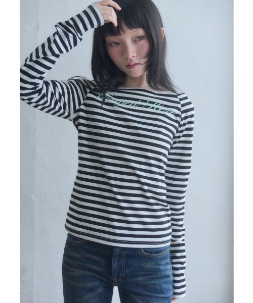 Smyeon tシャツ 2way striped long sleeve top/2wayボーダーロング