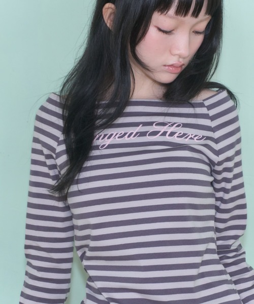 Smyeon tシャツ 2way striped long sleeve top/2wayボーダーロング