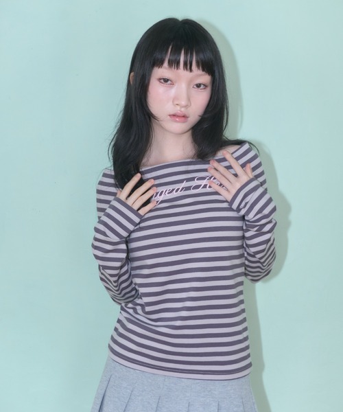 Smyeon tシャツ 2way striped long sleeve top/2wayボーダーロング