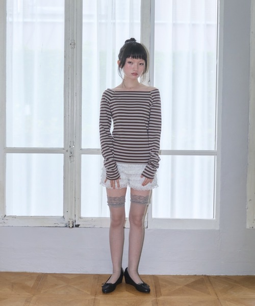 Smyeon tシャツ 2way striped long sleeve top/2wayボーダーロング