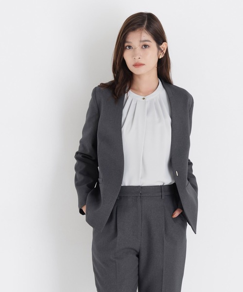 NATURAL BEAUTY BASICノーカラージャケット・パンツセット3点 NATURAL BEAUTY BASIC（ナチュラルビューティーベーシック