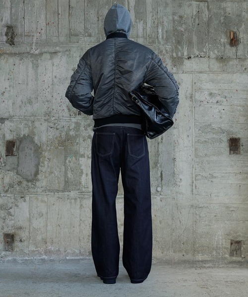 Regen Glanz ma1 ma-1 vintage wash double-breasted bomber jacket