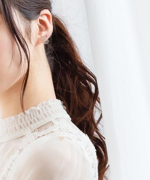 イヤリング 12月誕生石 K10 ホワイトゴールド タンザナイト 月モチーフ イヤリング BLOOM/ブルーム レディース_6