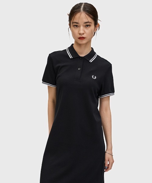 【新品未使用】FRED PERRY フレッドペリー 半袖ワンピース ネイビー FRED PERRY ワンピース Twin Tipped Pique Dress／フレッド