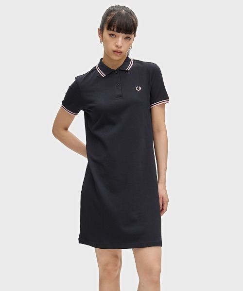 FRED PERRY ブラック レース ポロワンピース FRED PERRY（フレッドペリー） ワンピース 半袖 Twin Tipped Pique