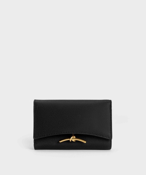 CHARLES & KEITH◇Huxleyフロントフラップウォレット◇送料込 CHARLES & KEITH｜Huxley ハクスリー メタリックアクセント