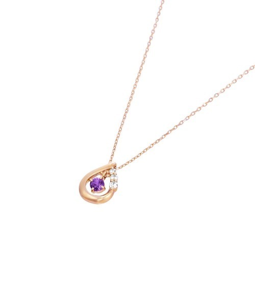 ネックレス 「2月誕生石」K18ピンクゴールド しずく ネックレス レディースの画像