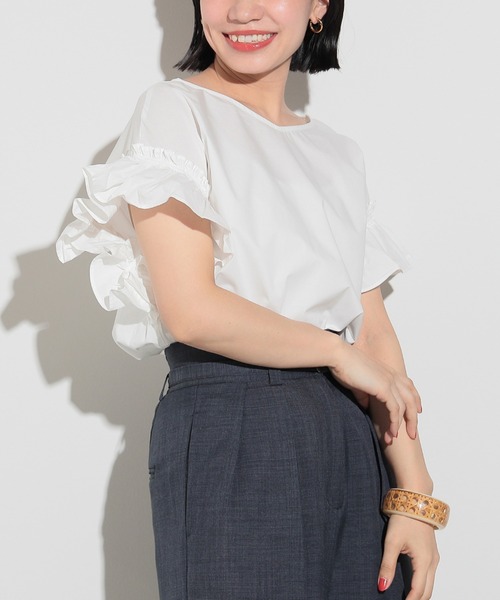 BEAMS HEART ブラウス シャツ ギャザースリーブ レディース