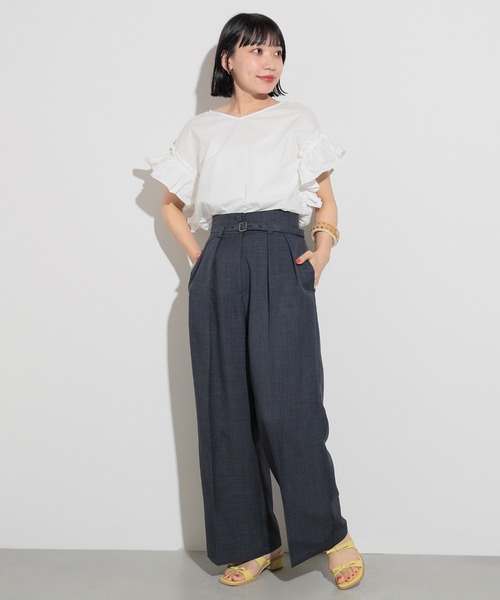 BEAMS HEART ブラウス シャツ ギャザースリーブ レディース