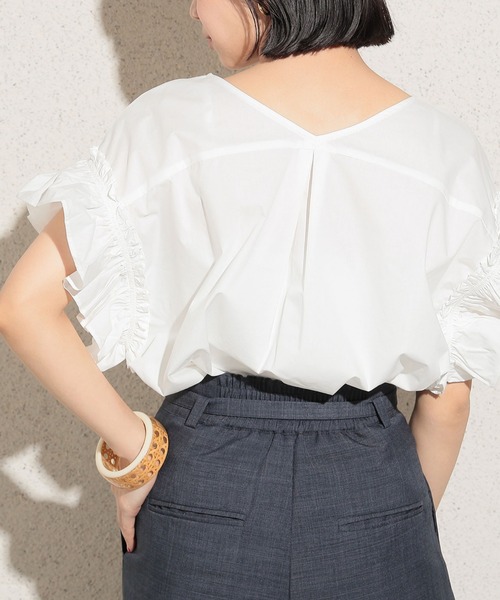BEAMS HEART ブラウス シャツ ギャザースリーブ レディース
