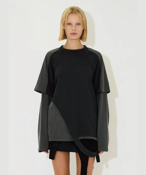 トップス VIAVANDA BICOLOR LAYERED LONG TEE VIAVANDA tシャツ BICOLOR LAYERED LONG TEE レディース : ZOZOTOWN