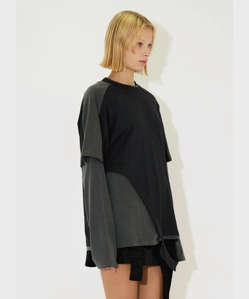 トップス VIAVANDA BICOLOR LAYERED LONG TEE VIAVANDA tシャツ BICOLOR LAYERED LONG TEE レディース : ZOZOTOWN