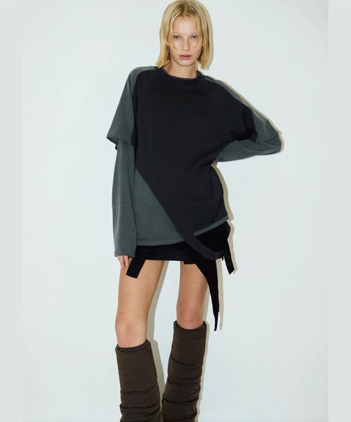 VIAVANDA tシャツ BICOLOR LAYERED LONG TEE レディース : ZOZOTOWN