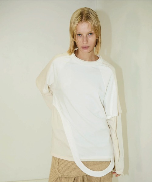 トップス VIAVANDA BICOLOR LAYERED LONG TEE VIAVANDA tシャツ BICOLOR LAYERED LONG TEE レディース : ZOZOTOWN