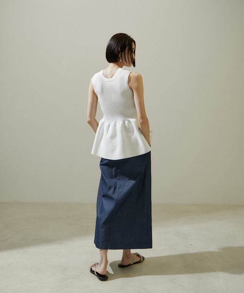 SALON adam et rope' スタイルアップハイウエストナロースカート SALON adam et rope' スカート スタイルアップハイウエスト