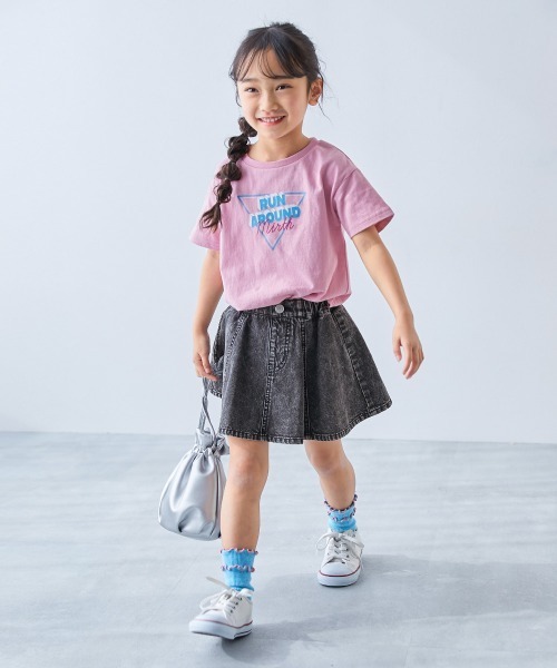 子供用品 キッズ用品 子供用ファッション小物 devirock（デビロック） スカート ケミカルウォッシュ 1分丈 デニム