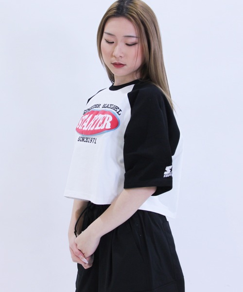 vintage フェリックス ラグランtシャツ 短丈 SALE／◇STARTER ショート丈 ラグランプリントTシャツ◇yn