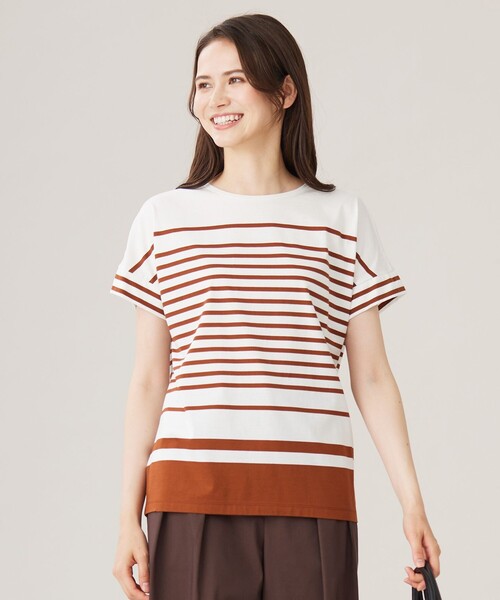 tシャツ ハイカウントボーダー カットソー レディース