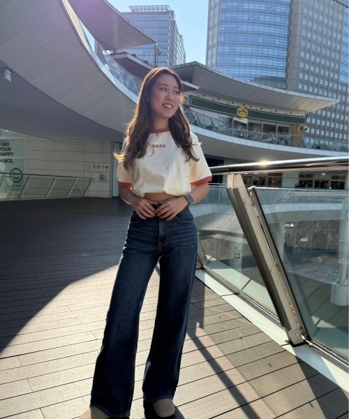 ROXY tシャツ SMILE BONITA/ロキシーリンガーショート丈半袖T