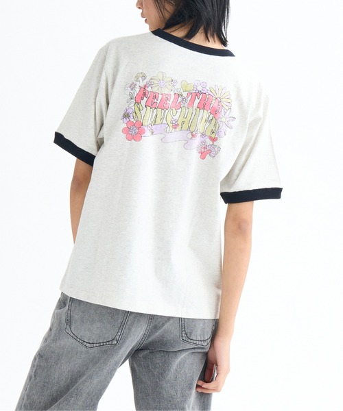 ROXY tシャツ SMILE BONITA/ロキシーリンガーショート丈半袖T