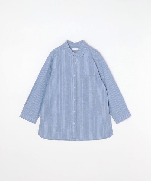 SHIPS any シャツ any: 「洗濯機可能」コットン / リネン ブルー