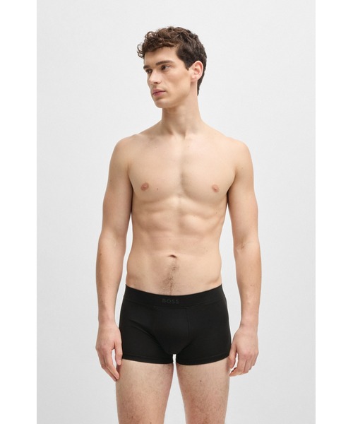 【新品】HUGO / オーガニックコットン ボクサーパンツ インポートサイズM BOSS（HUGO BOSS） ボクサーパンツ シリコンロゴ ウエストバンド