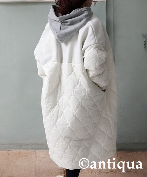 antiqua（アンティカ） ノーカラーコート コート ドッキングロング