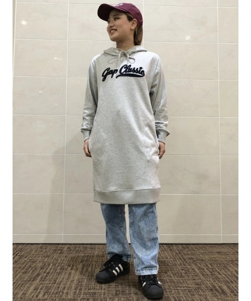  JEANS ロゴ スウェット ワンピース【送料込】 GAP ワンピース ヴィンテージソフト GAPロゴ フード付き