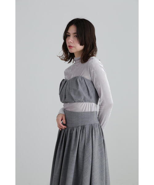 【美品】jusglitty ツイード風ベアトップ ビスチェ S JILL STUART チューブトップ ベアトップ タックギャザービスチェ
