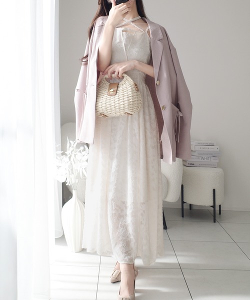CHICWISH★ジャカードキャミワンピース☆ 花柄ジャカードキャミワンピース レディース メール便不可