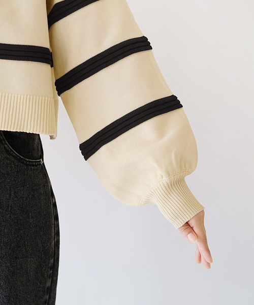 zootie（ズーティー） ニット セーター タックボーダー ショートニット