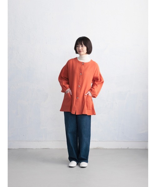 COCO WALK エプロン 二重ガーゼの羽織れる割烹着ショート丈