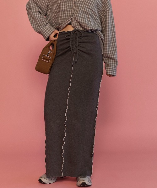 コットンリブマキシスカート【MAISON SPECIAL/メゾンスペシャル】 MAISON SPECIAL スカート Cotton Material Ribbed Maxi Skirt