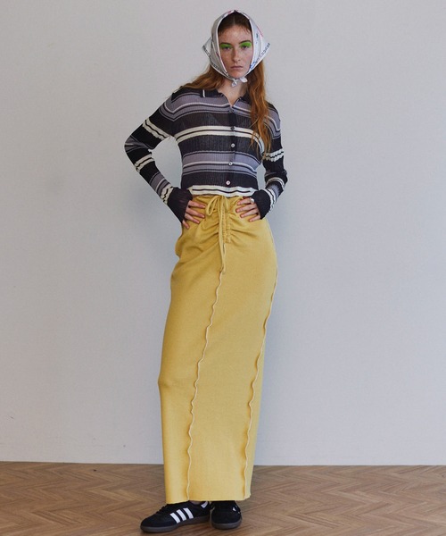 コットンリブマキシスカート【MAISON SPECIAL/メゾンスペシャル】 MAISON SPECIAL スカート Cotton Material Ribbed Maxi Skirt