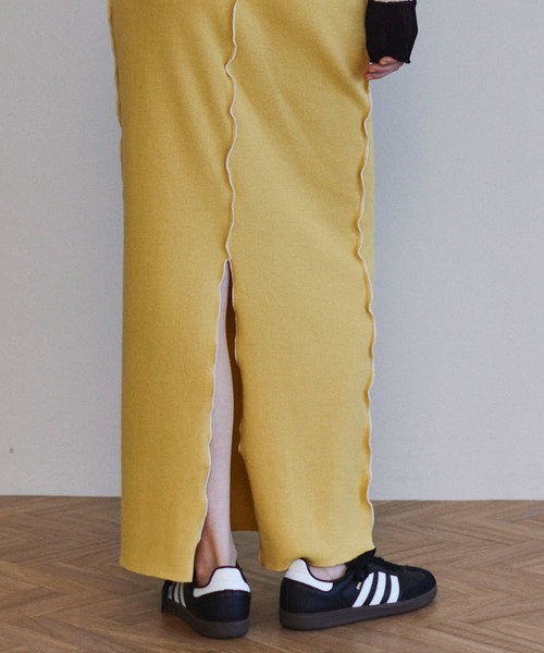 コットンリブマキシスカート【MAISON SPECIAL/メゾンスペシャル】 MAISON SPECIAL スカート Cotton Material Ribbed Maxi Skirt