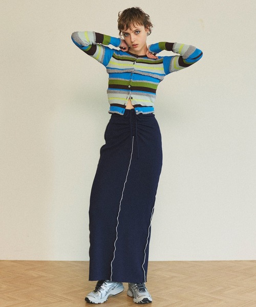 コットンリブマキシスカート【MAISON SPECIAL/メゾンスペシャル】 MAISON SPECIAL スカート Cotton Material Ribbed Maxi Skirt