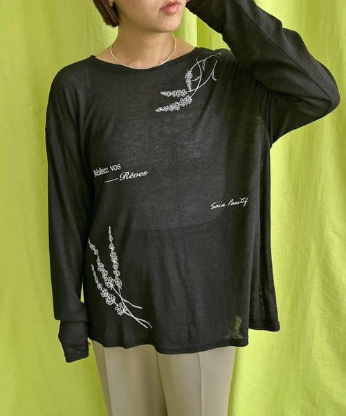 tシャツ シアープリントトップス レディース
