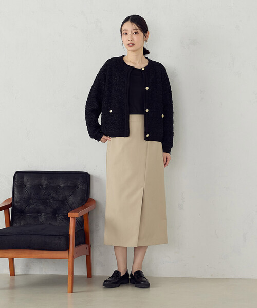 COMME CA ISM（コムサイズム） ロング スカート Iライン ラップ風