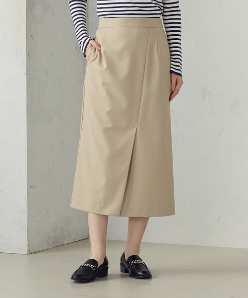 COMME CA ISM（コムサイズム） ロング スカート Iライン ラップ風