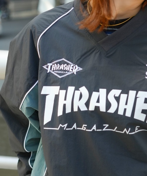 thrasher ナイロン プルオーバー ライトグレー THRASHER（スラッシャー） NYLON PULLOVER TOPS/スラッシャー